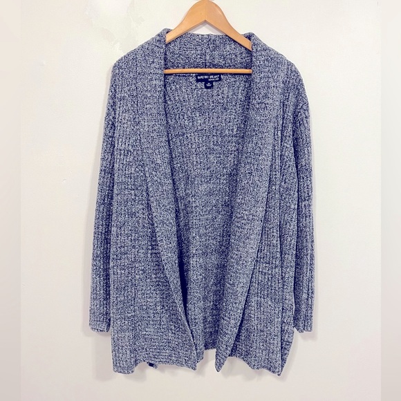 Barefoot Dreams Cozychic Lite Montecito Cardi Heathered Indigo/Stone 3X - Picture 7 of 16